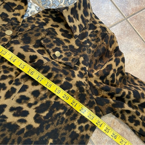 JM Collection Woman Leopard Jacket Top Snap Buttons - Picture 5 of 8